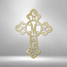 Load image into Gallery viewer, Initial Cross Monogram - Steel Sign
