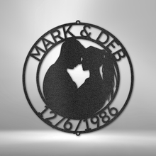 Load image into Gallery viewer, Couple Silhouette Monogram 2 - Steel Sign
