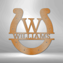 Load image into Gallery viewer, Custom Horseshoe Monogram - Steel Sign
