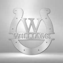 Load image into Gallery viewer, Custom Horseshoe Monogram - Steel Sign
